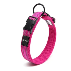 OEM ODM Custom Logo Retractable Air Mesh Padded Dog Collar Reflective Comfortable Soft Heavy Duty Nylon Pet Cat Collar
