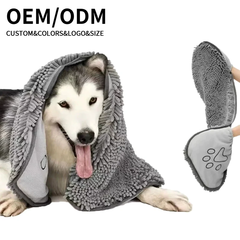 OEM ODM Custom Luxury Pet Bath Towel Cleaning Quick Drying Towel for Bathing Swimming Pet Dog Cat Portable