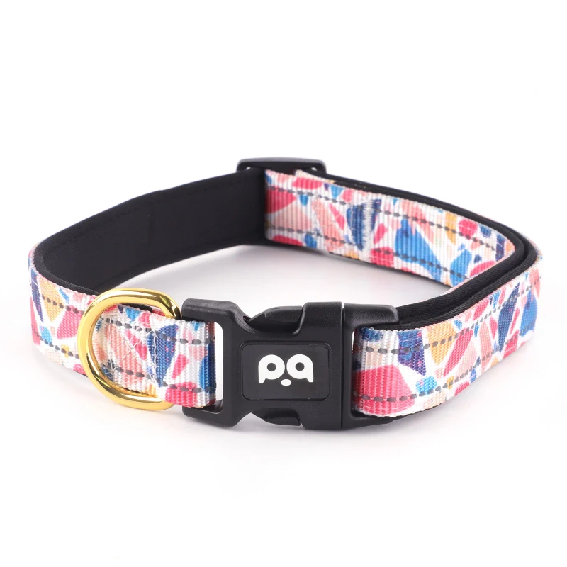 OEM ODM Customizable Luxury Dog Collar Adjustable Breathable Durable Soft Polyester Nylon Print Pattern