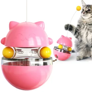OEM ODM Customized Design Automatic Pet Bowls Feeders Fortune Cat Turntable Leak Proof Food Ball PP Travel