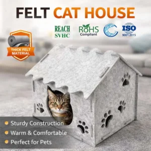 OEM ODM GRS ISO Certified Flame Retardant Felt Pet House, Needle Punched Non Woven Eco Friendly Cat Cave Bed, Dog Furniture
