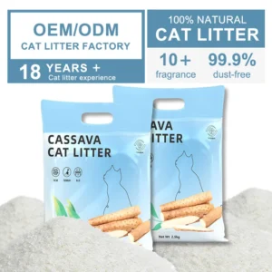 OEM ODM Highly Adsorbent Cassava Cat Litter 1.25kg 2.5kg China Factory Low Price