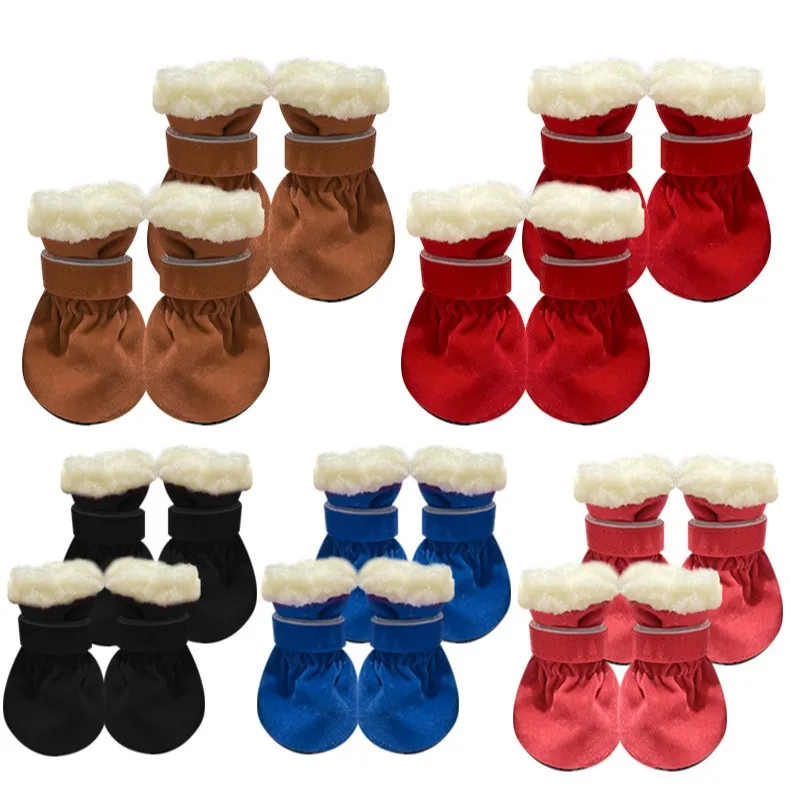 OEM/ODM Modern Velvet Puppy Dog Shoes S-XL Comfortable Non-Slip Warm Foot Cover Adjustable for Small Animal Cat Dog in Winter