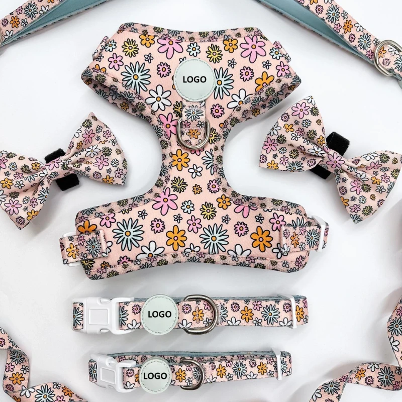 OEM ODM Neoprene Padded Adjustable Luxury Design Dog Harness Set Custom Personalized Print Dog Harness