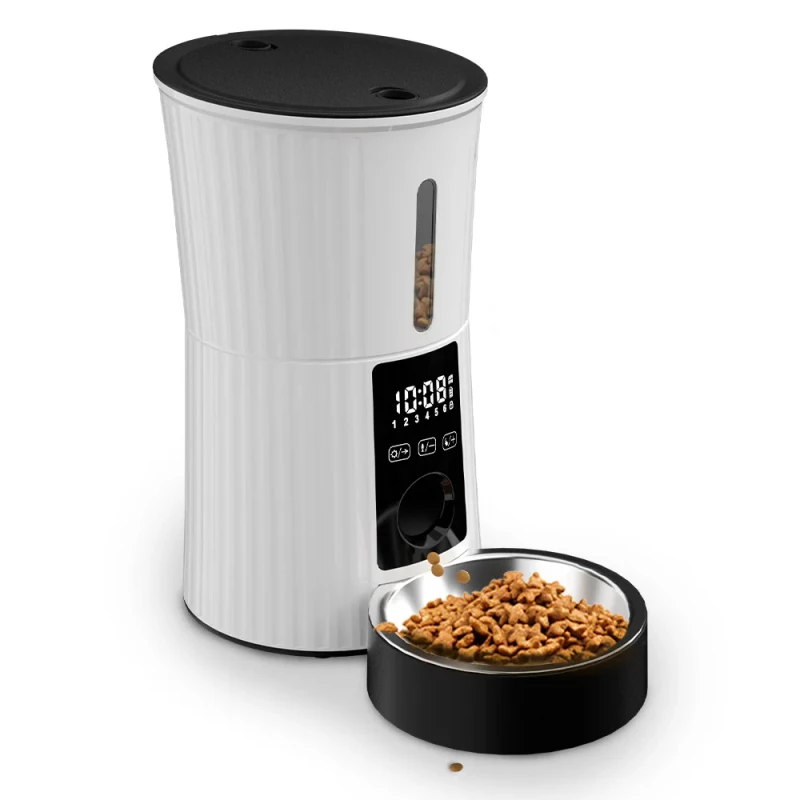 OEM ODM Smart Remote Control Dual Power Supply Automatic Pet Feeder with Touch LED Button Stainless Steel Bowl for Cats and Dogs
