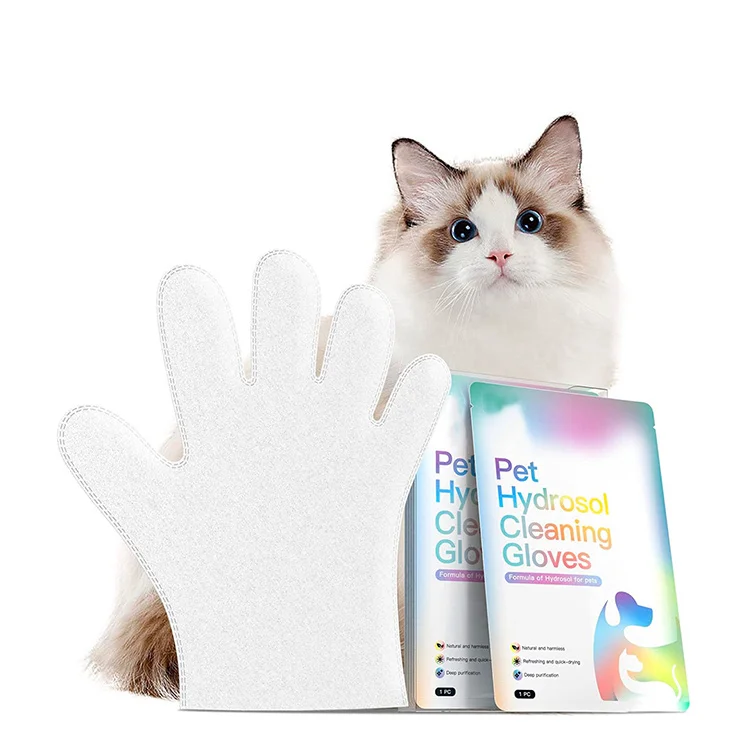 OEM ODM Soothing Nourishing Large Size Dog & Cat Bath Pet Deodorizing Glove Wipes Pet Cleaning Grooming for Paws and Butt