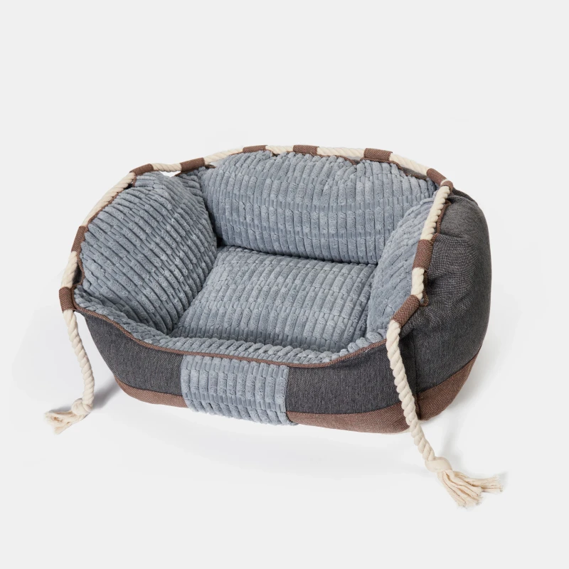OEM Pet Sofa Bed Soft Anti Slip Rectangle Dog Bed with Rope for Chewing