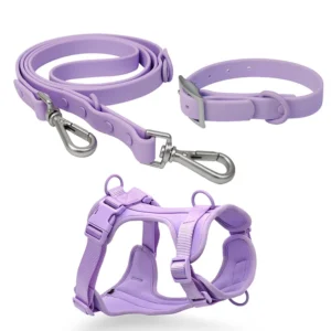 OEM Pets Suppliers Dog Collar and Leash Tactical No Pull Silicone Dog Harness Set Leads Waterproof Dog Harness