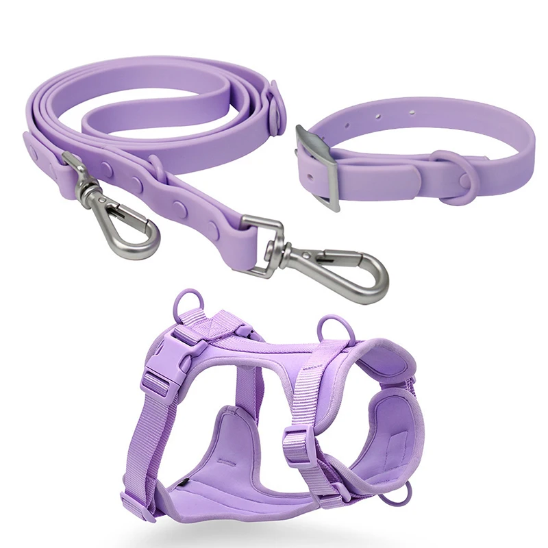 OEM Pets Suppliers Dog Collar and Leash Tactical No Pull Silicone Dog Harness Set Leads Waterproof Dog Harness
