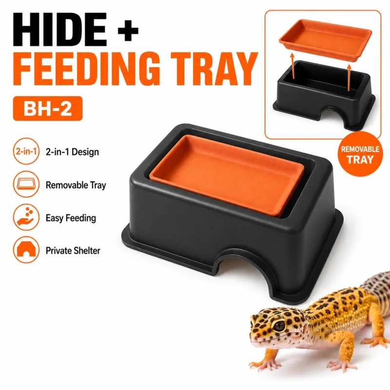 OEM Plastic Reptile Hide Box Cave Shelter for Gecko Snake Lizard Terrarium Habitat Accessory