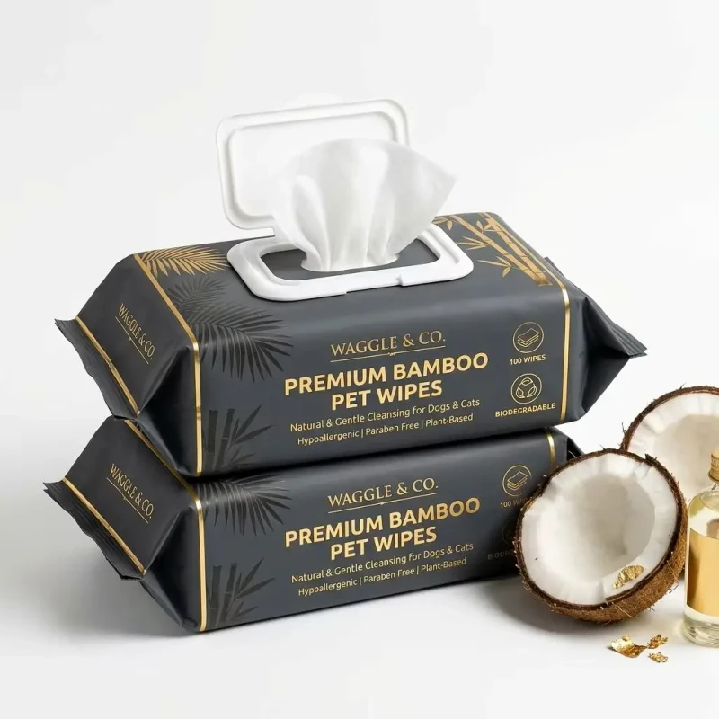OEM Scent 50g 60g Natural 100%Bamboo Pet Wipes Extra Thick 100 Counts Pearl Embossed Pet Grooming Wipes for Dog & Cat