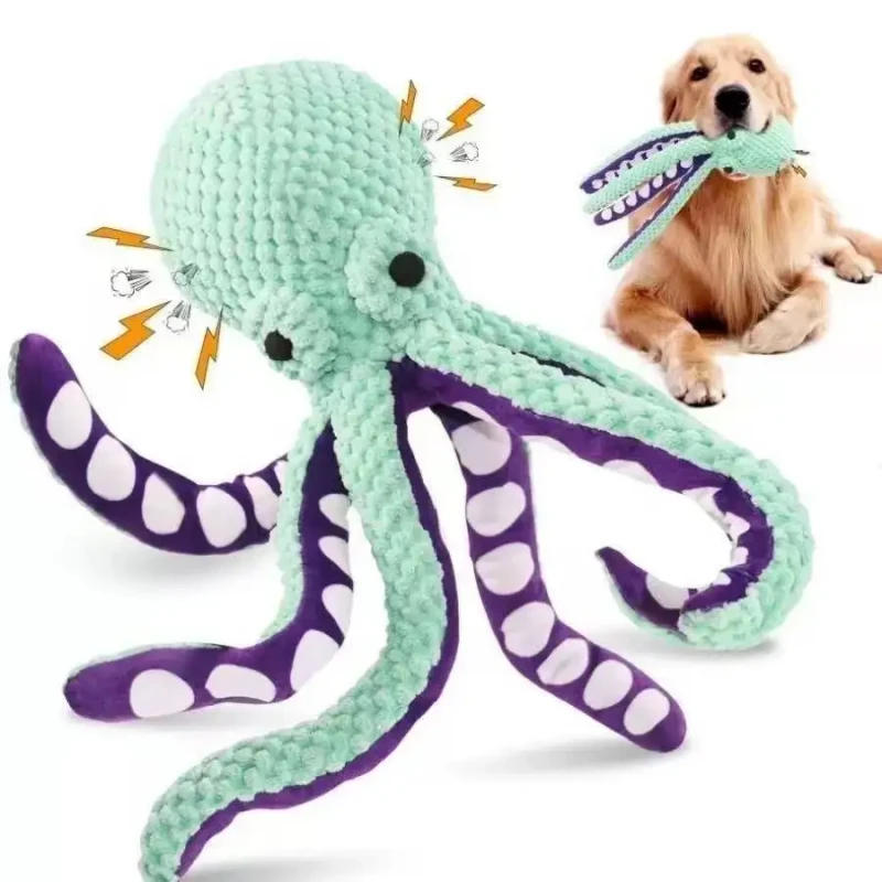 Octopus Design Six Legged Squid Teething Toy Squeaky Eco Friendly Small Pet Toy Unbreakable Material Funny Cat Dog Chew Teeth