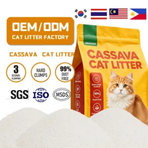 Odor Lock Biodegradable Flushable Self Cleaning Eco Friendly Cat Litter Sand Bulk Cassava Cat Litter