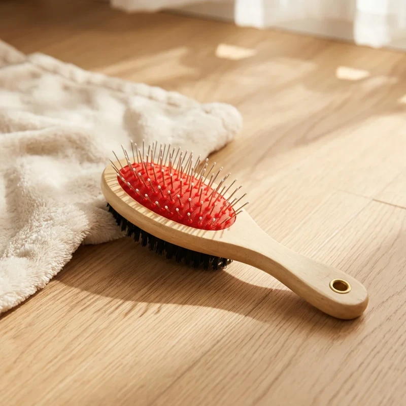 Oem Custom Logo Double-Sided Stainless Steel Cushion Pet Combing Grooming Brush