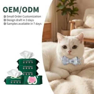 Oem Private Label Pet Wipes Alcohol Free Eco-Friendly Spunlace Material Pet Wet Wipes with Aloe Vera Gentle for Dogs