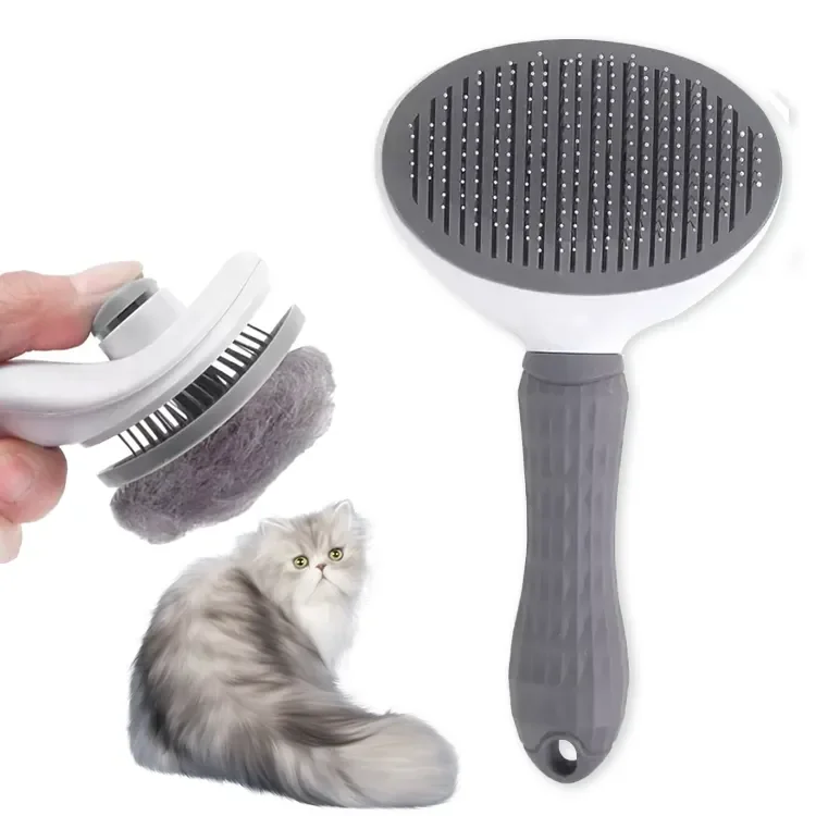 One Click Dog Pet Bath Hair Cleaner Grooming Products Self Cleaning Comb Slicker Brush for Cats