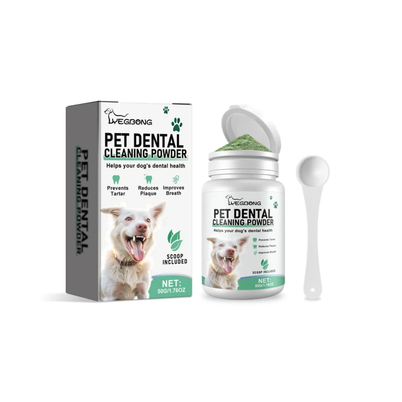 Oral Health Supplement Natural Dog Teeth Whitener Plaque Removing Dog Tooth Pet Dental Cleaning Powder for Dog
