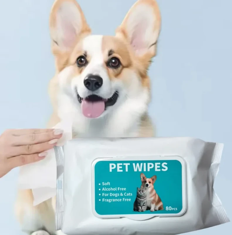 Organic Dog & Cat Pet Cleaning Wipes Biodegradable Non-Woven Soft Comfortable Grooming Wipes-Private Label