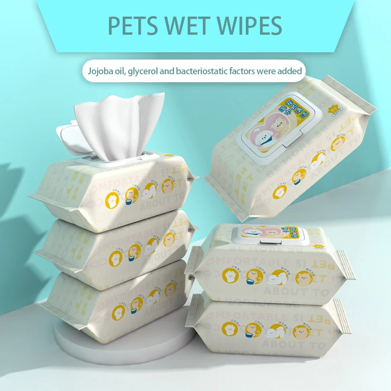 Organic Eco Friendly Cloth Dog Cat Puppy Clean Grooming Wet Wipes Unscented OEM Brand for Paw Ear Eye Care