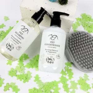 Organic Eco Friendly Pet Grooming Set Dog and Cat Care Bath Hair Shampoo Brush Wood and Plastic Bathing Products for Gift