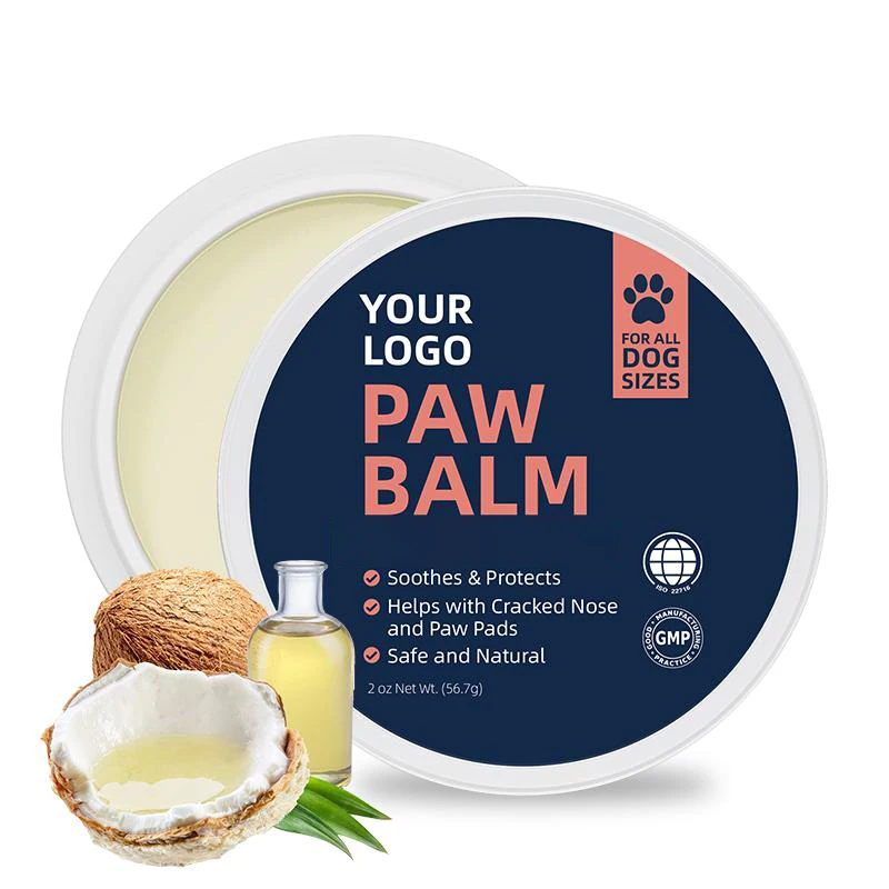 Organic Natural Shea Butter Coconut Oil Collagen Powered Pet Paw Balm All Season Protection for Cats Dogs Customizable
