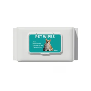 Organic Non-Toxic Biodegradable Dog Cleaning Finger Wet Wipes Soft Unscented Cotton 140x180mm for Puppies Kittens Eye Ear