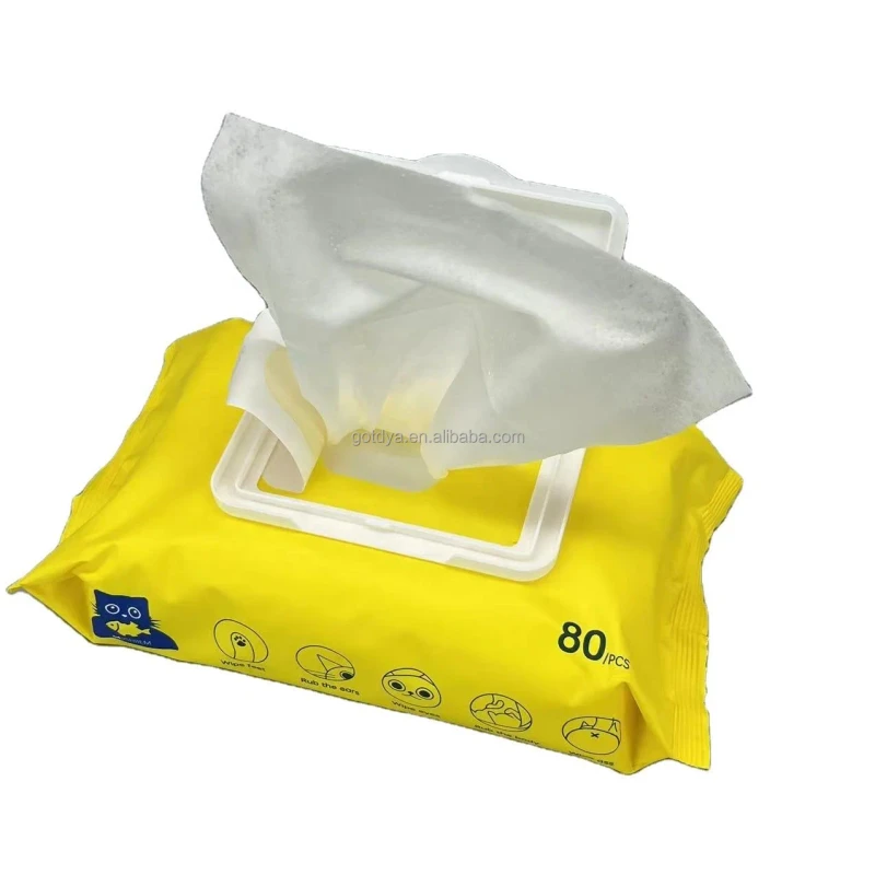 Organic Non Woven Soft Pet Cleaning Wipes 80pcs for Dogs & Cats Hypoallergenic Eco Friendly Sensitive Skin