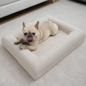 Orthopedic 25D Foam Dog Bed for Large Dogs Luxury Boucle Soft Supportive White Pet Bed