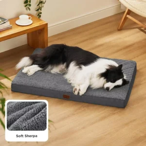 Orthopedic Cotton Dog Bed Solid Pattern Portable Soft Plush Removable Cover Washable for Large Dogs Indoor Comfort