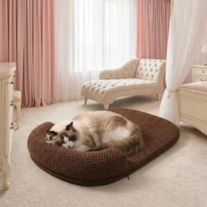Orthopedic Dog Bed Mattress Ergonomic Crescent Bolster Pet Sofa Bed Waffle Bubble Knit Cat Bed Washable Foam Crate Pad Cushion