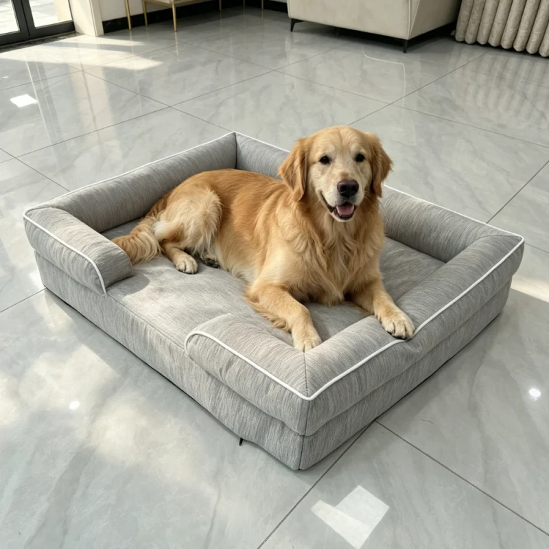 Orthopedic Dog Bed for Large Breeds Rectangle Plush Sofa Non Slip Plush Fabric Chihuahua Sofa