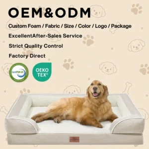 Orthopedic Dog Bed with Backrest Removable Washable Cover Modern Cartoon Style for Large Dogs Senior Pets Private Label OEM ODM