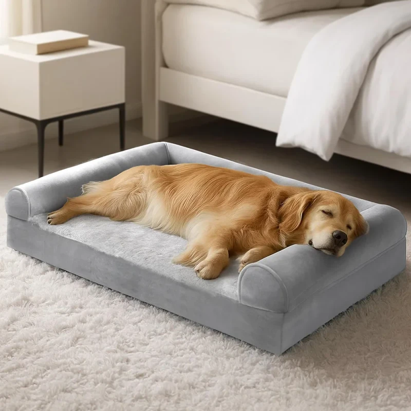 Orthopedic Dog Beds for Extra Large Dogs Waterproof Memory Foam Pet Bed with Sides Non-Slip Egg-Crate Foam