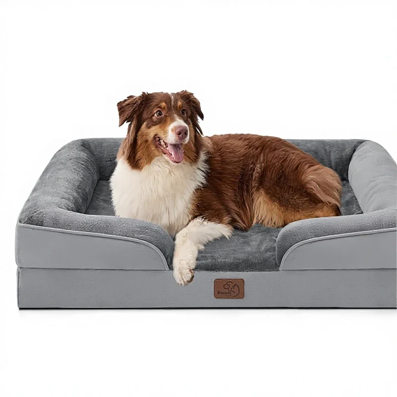 Orthopedic Large Dog Cat Bed Waterproof Washable Removable Cover Non Skid Bottom Polyurethane Foam Fill Grey 35