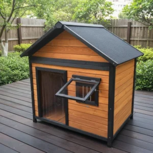 Outdoor All Seasons Universal Solid Wood Luxury Pet House with Letter Pattern Rainproof Sunscreen for Golden Retriever Dogs