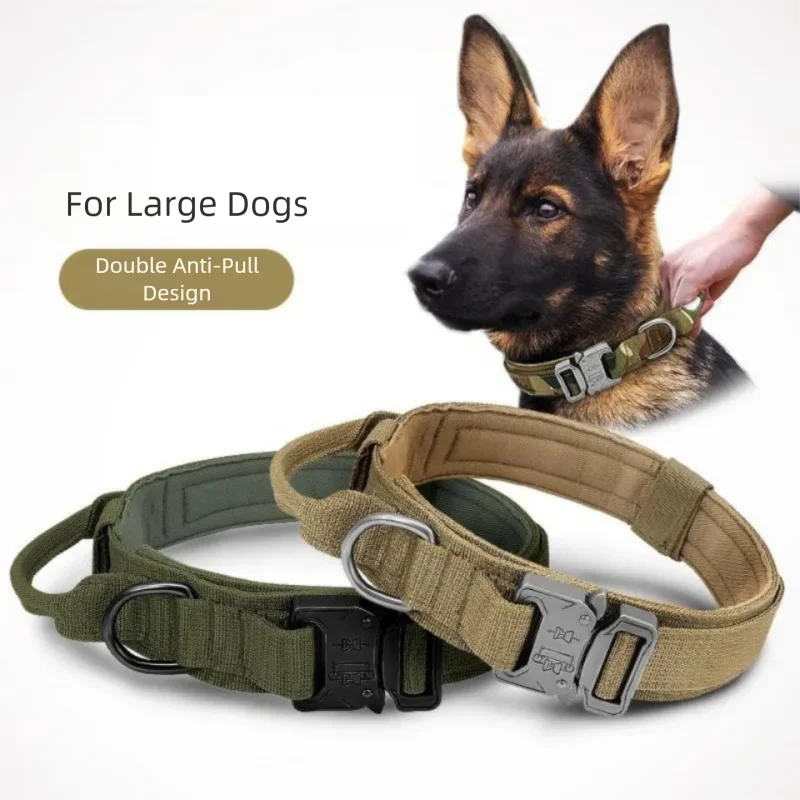 Outdoor Heavy Nylon Dog Collar Adjustable Duty Metal Buckle Durable Training Tactical Collar for Large Dogs Pet Supplies