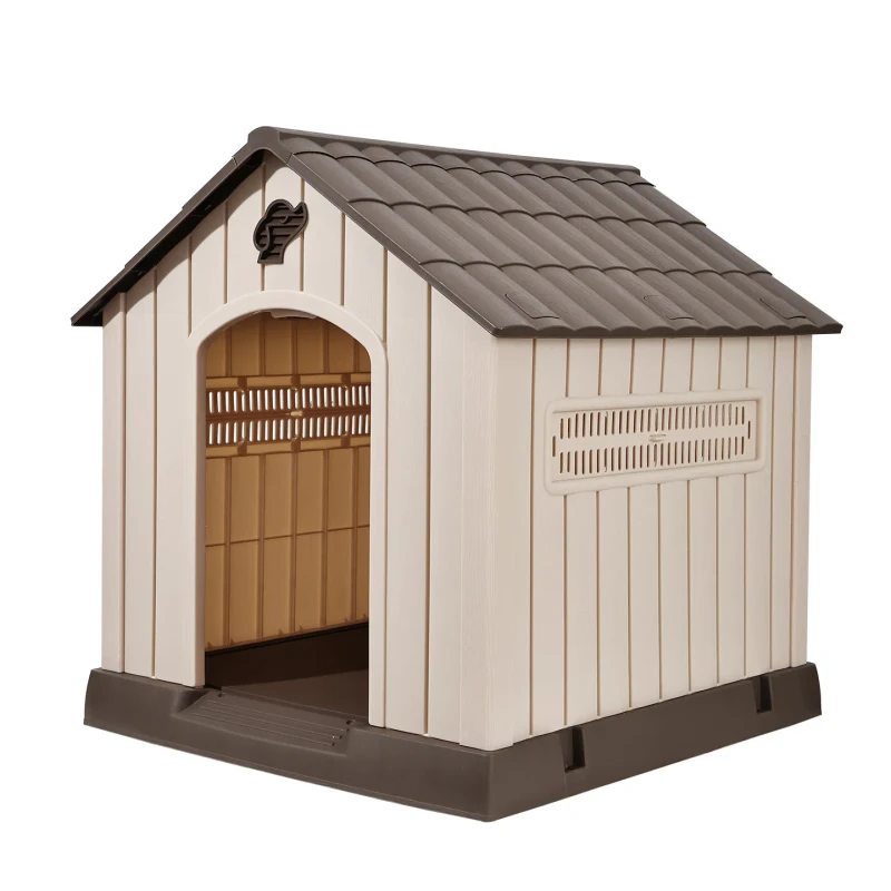 Outdoor Plastic Dog House Waterproof Pet Kennel with Door for Small Medium Large Dogs Weather Resistant Puppy Shelter