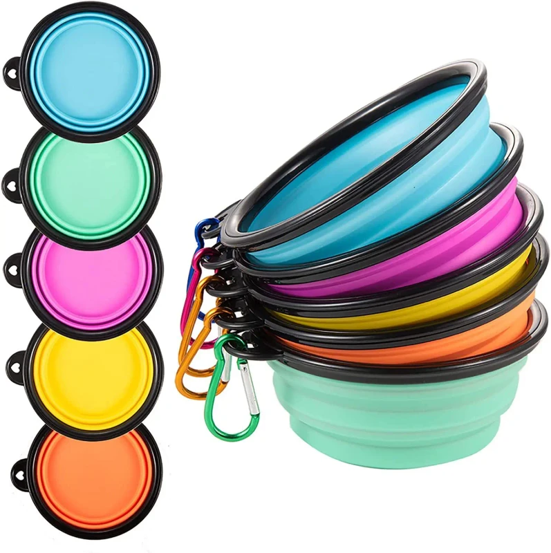 Outdoor Portable Pets Silicone Feeder and Water Bowls 350ML Folding Dog Bowls