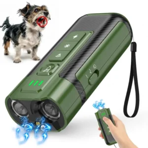 Outdoor Self defense Handheld Electric Shock Dog Barking Control Device Ultrasonic Dog Repeller With LED Flashlight