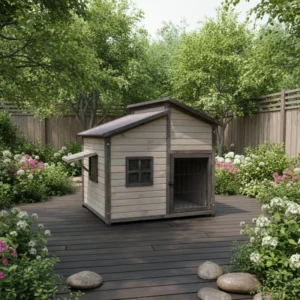 Outdoor Solid Wood Double Roof Rainproof Universal Extra Large Dog House Kennel Villa All Seasons Model