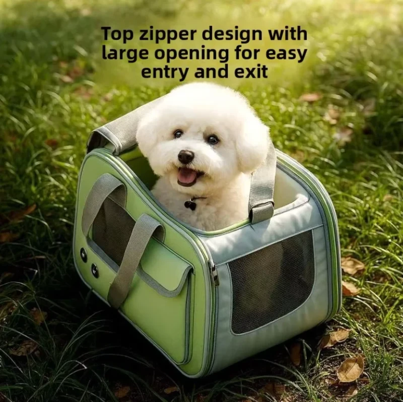 Outdoor Top Zipper Design Pet Carrier Bag for Dogs and Cats Foldable Breathable with Handle Single Shoulder Carry