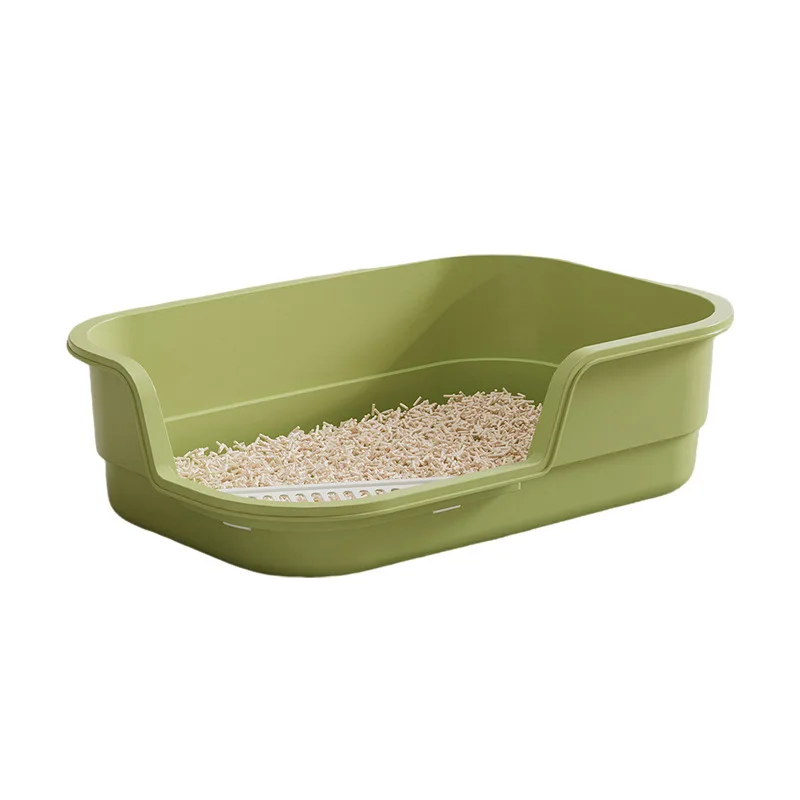 Oversized PP Rectangular Semi Closed Manual Cat Litter Box Splash Guard Big Mac Style Extra Large Capacity Cats Pet Supplies