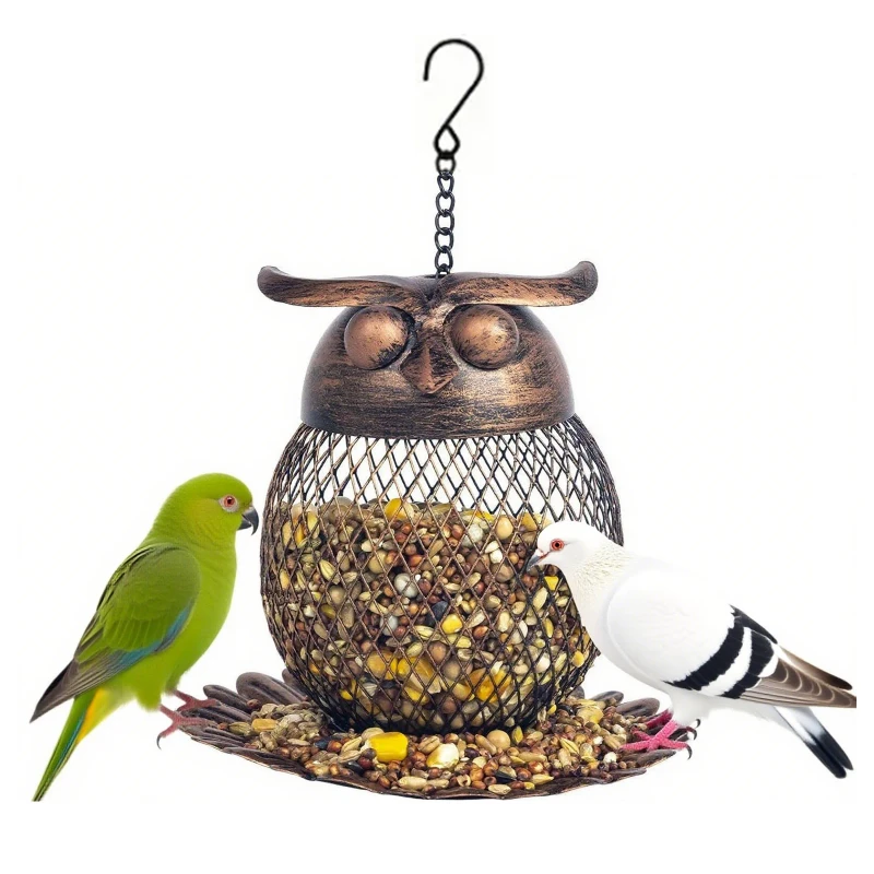 Owl Shaped Bird Feeder Waterproof Outdoor Garden Decor Durable Bird Feeding Tool