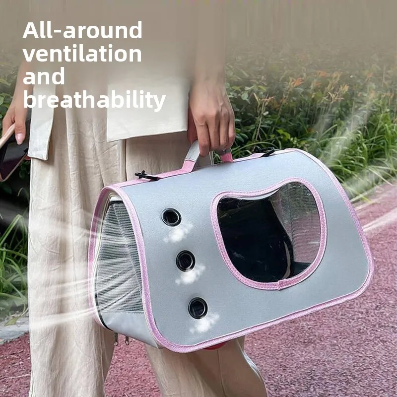 Oxford Cat Carrier for Outings Breathable Foldable Hand Held Large Capacity 5kg Capacity Pet Carrier