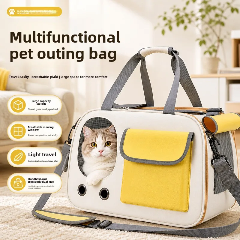 Oxford Material Pet Carrier for Dogs Cats Breathable Foldable Large Capacity Portable Outdoor Travel Pet Shoulder
