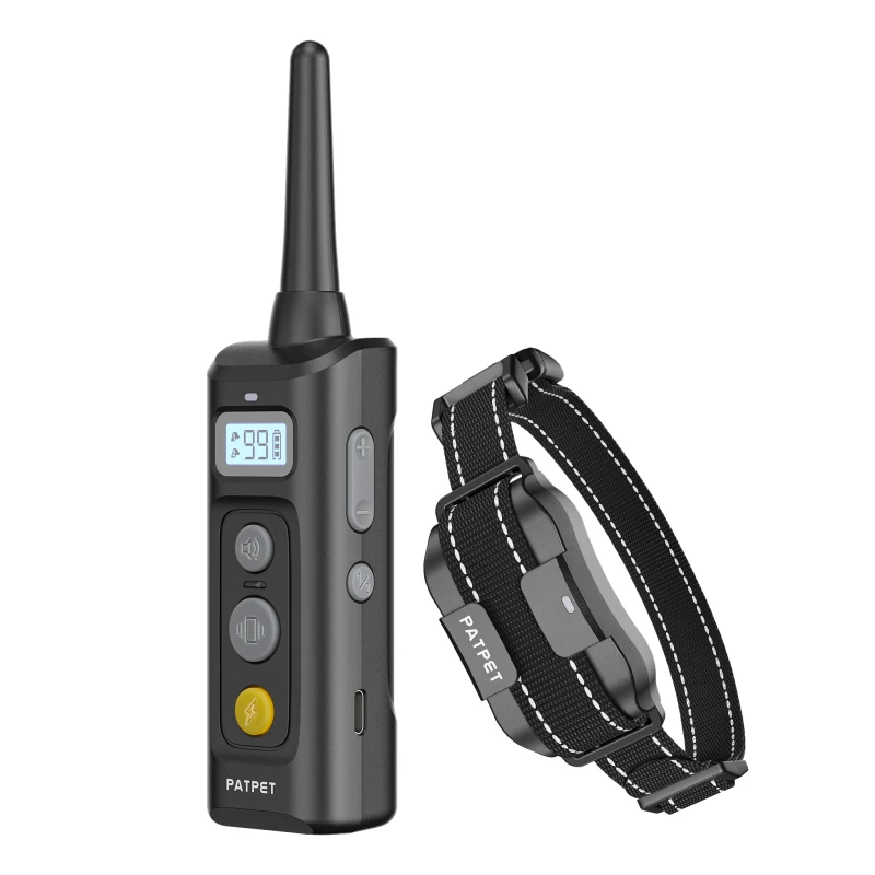 PATPET Electronic Bark Collar Dog Training Dog Wired Shock Training Collar Rechargeable with Remote Control