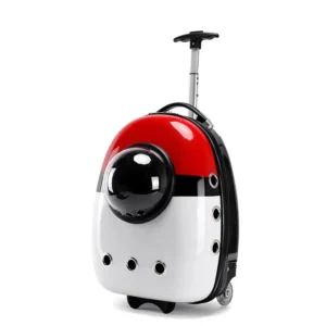 PC Pet Carrier with Multi Functional Zipper Breathable Portable Rolling Luggage for Cats and Dogs