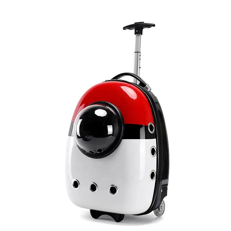 PC Pet Carrier with Multi Functional Zipper Breathable Portable Rolling Luggage for Cats and Dogs