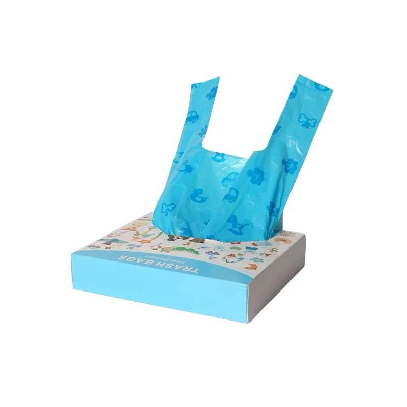 PE Daily Use Dog Poop Bag Easy To Tear Off Vest Type Roll Pet Bags