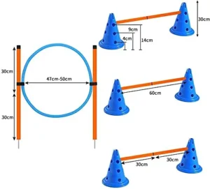PE Material Dog Training Exercise Cones and 3 Adjustable Agility Ladder Pet Training Equipment
